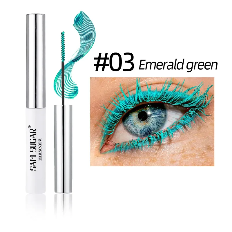 Rimel subțire colorat Impermeabil Uscare rapidă Curling gene Gene multicolore Machiaj Cosmetice de lungă durată Albastru Verde