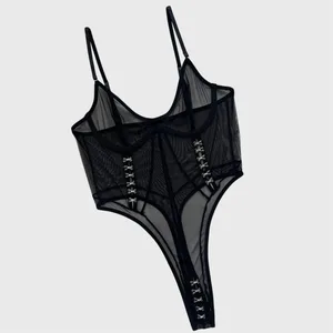 Ellolace Eksklusif Lingeries Femme Ultra Hot Tipis Terbuka Selangkangan Bodysuit Pedas Anak Perempuan Intimate Seksi Backless Pakaian Wanita