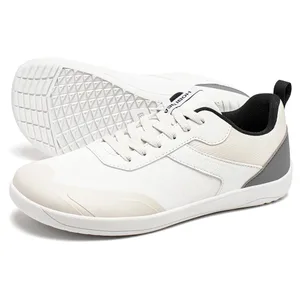Sapatos de dedo largo das mulheres dos homens minimalista malha tênis de couro artificial rendas até sapatos de caminhada leves e respiráveis