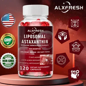 Antioxidante de alta absorção de astaxantina lipossomal 24mg para olhos, pele, cérebro imunológico, suporte cognitivo, suplemento natural não gmo