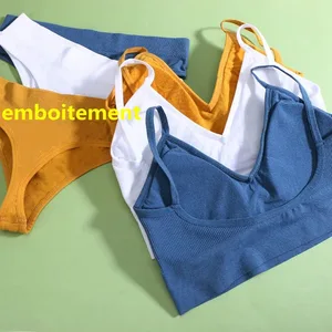 ملابس داخلية نسائية ملابس داخلية مثيرة رياضية براليت طقم حمالة صدر منخفض الخصر من TraceThong حمالة صدر رياضية مكونة من قطعتين ملابس نسائية أطقم قصيرة