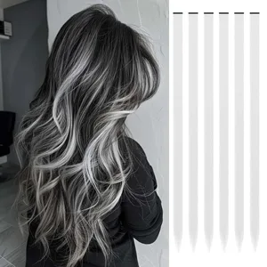 6 Pcs Clip Extensions Synthetic 24 Inch Colored Hair Extensions Party Highlights Long Straight Hairpieces for Women Kids Girl