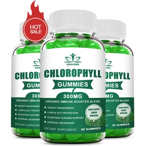 Klorofyl-gummi-med ACV-vitamin D3 C E B12 - Naturlig deodorant-energi booster immun- og fordøjelsesstøtte Vegansk 60 slik