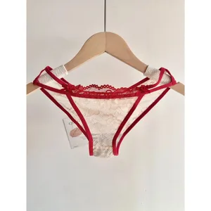 Ensemble de Lingerie de mariée en dentelle rouge pour femmes, soutien-gorge Push Up avec nœud papillon, culotte, petit buste, Style pur, sous-vêtements intimes pour fête de mariage, 32-38