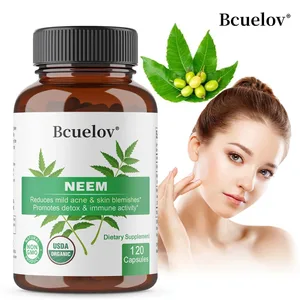 Bio-Neem-Kapseln – pflanzliche Akne-Ergänzungsmittel zur Unterstützung klarer Haut und Entgiftung – vegan, gentechnikfrei, glutenfrei