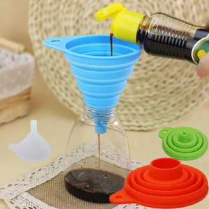 3 Pcs Silicone Collapsible Funnel Set Foldable Large Canning Jar Funnel for Wide Mouth and Regular Bottles Kitchen Use Filling