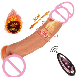 ریموت کنترل از راه دور سیلیکونی واقع گرایانه Dildo Thrusting ارتعاشی اسباب بازی های جنسی زنانه نفوذ G Spot Clit واژن ماساژور ارگاسم