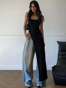 Sexy Sleeveless Side High Split Midi Dress Backless Women's Summer Party Club Streetwear Y2K Style Solid Color