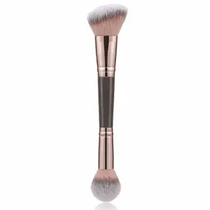 Pincel bronzeador de ponta dupla, escovas angulares e redondas de contorno para mistura de beleza, pó líquido, corretivo, creme, cosméticos, blush