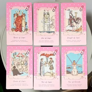 粉紅維特塔羅牌 夢幻粉紅拼貼塔羅牌 78 張美學卡哇伊塔羅牌帶意義 12*7 公分雙浮雕