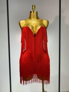 Wanita Seksi Strapless Rumbai Off Bahu Pembalut Pakaian Kelab Mewah Pesta Malam Selebriti Mini Bodycon Gaun Ulang Tahun Vestido