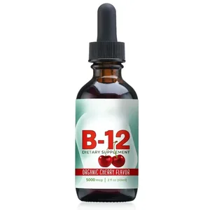 Cecair Vitamin B12 Methylcobalamin Menjatuhkan 5000 Mcg Perisa Ceri 2 Fl Oz 60 Hidangan Suplemen Harian Tanpa Gula Vegan