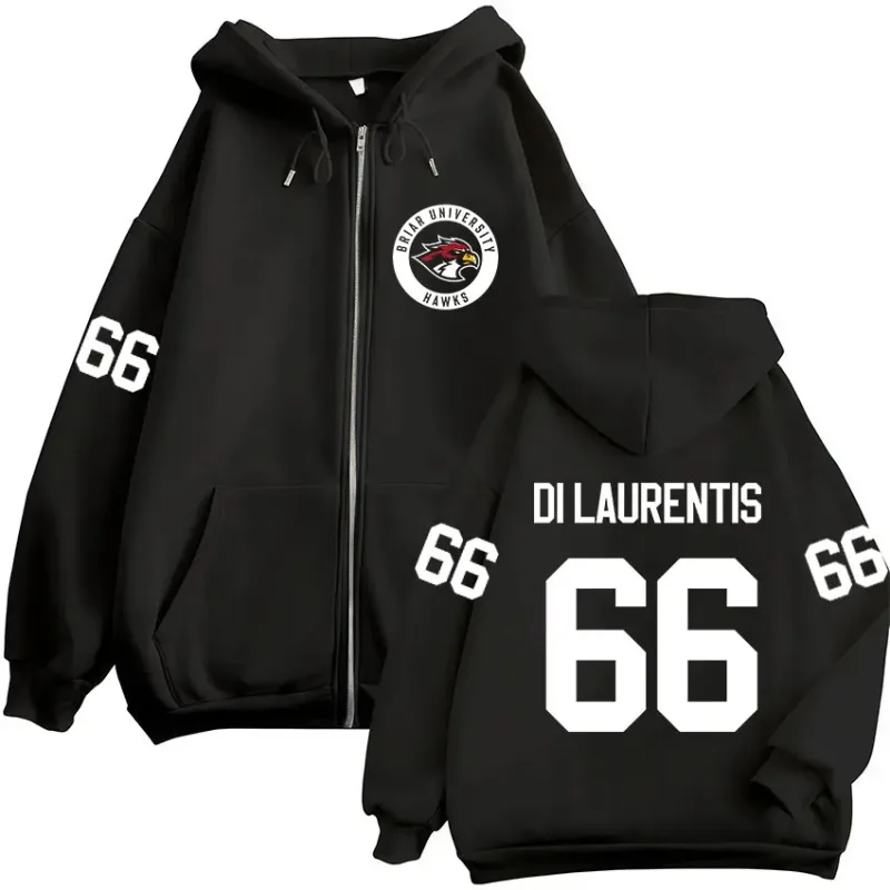 Di Laurentis 66 Off Campus Hockey Zipper Hoodies Roupas Masculinas Mangas Compridas Zip Up Moletom Com Capuz Jaquetas Casacos Streetwear