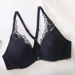 חלק קדמי אבזם Halter חזייה רכה חוט דק קיץ Push Up Minimizer חזה קטן חזה גדול הלבשה תחתונה סקסית גב 32-38 סט