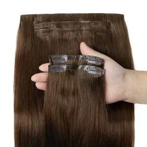 7Pcs Invisible Seamless PU Clip in Human Hair Extension Tape Weft Clip in Extensions for Women 12-24inch 100G 120G Clip on Hair