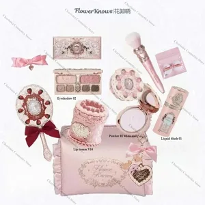 Flower Knows Strawberry Cupid Cosmetics Komplettpalette Lippencreme, Puder, Handcreme, 9-teiliges Set