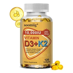 Suplemento de cápsula softgel de vitamina D3 K2, suporte para ossos articulares e saúde imunológica, ossos fortes e saudáveis ​​para homens e mulheres