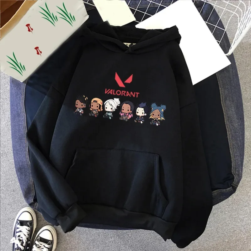 Valorant Anime 2D tisk Pánská bavlna mikina s kapucí ležérní oversized svetr Oblíbené streetwear módní mikina trend pánské oblečení