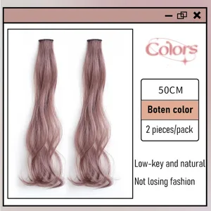Syntetisk sæt 2 stykker 50 cm 60 cm farvet krøllet hårforlængelse Water Wave Pink Blå Lilla Halloween juleparyk
