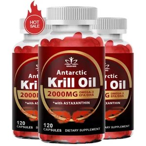 2000Mg Minyak Krill Fosfolipid Omega-3 EPA & DHA Fosfolipid dan Astaxanthin untuk Diet Imun Otak Bersama dan Sokongan Jantung