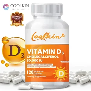 Vitamina D3 5000UI Bogat în vitamina D pentru antioxidanti sănătoși care susțin funcția sistemului imunitar - 120 de capsule fără OMG