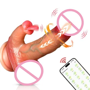 Thrusting Dildo Realistic Dildo Tongue Licking Clitoral Stimulator Sex Toy Vibrator Vagina Anal G-Spot Massage for Women for Women