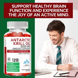 Kapsul Minyak Krill Antartika 2000mg Omega-3 EPA & DHA dengan Suplemen Astaxanthin Bersumberkan Kekuatan Maksimum Krill Merah