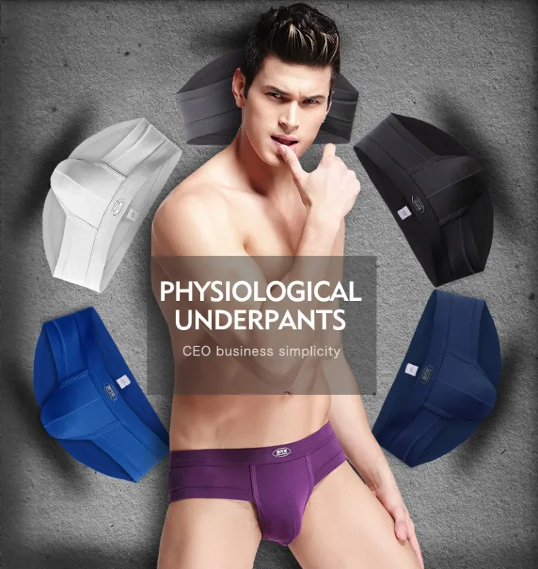 3PC Men's briefs U convex Modal briefs Men's sensible pouch sports wicking sweat breathable mid-waist shorts