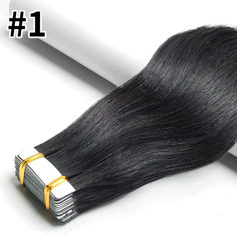 Tape In Human Hair Extensions Straight Invisible Seamless Natural Black 100% Brazilian Virgin Hair Tape Ins Hair Extensions 100g