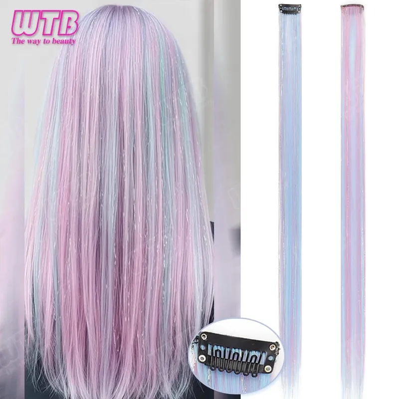 WTB Ice Cream Color Synthetic Hair Extension Wig with BB Clip Style Suitable for Women to Wear During Holidays and Events