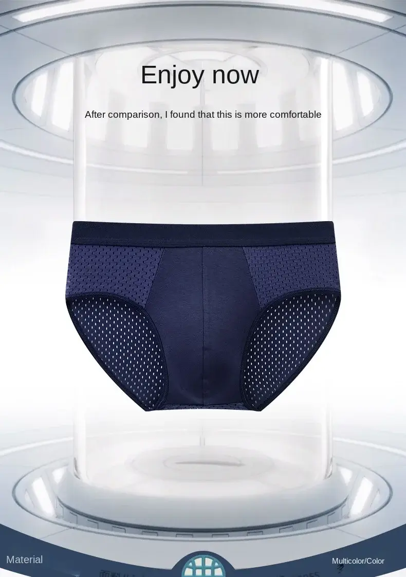 Celana Dalam Sutra Es Musim Panas Pria Solid Celana Boxershort Celana Dalam Bersirkulasi Celana Dalam Berongga Anti-bakteri Serat Karbon Bambu