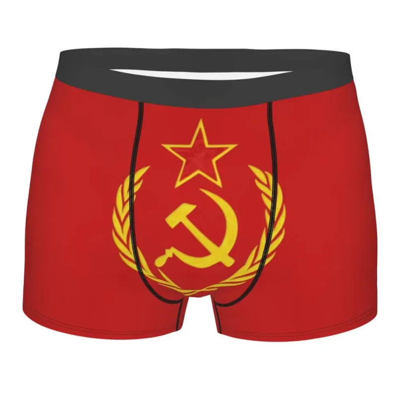 Hamer en sikkel CCCP Russische Sovjet-vlag ondergoed mannen sexy print aangepaste boxershorts slipje slips zachte onderbroek