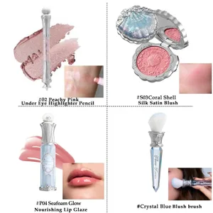 Flower Knows Dual-Ended Highlighter Stick & Blush Set LongLasting Lip Glaze 4-teiliges Set