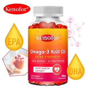 Minyak Krill Antartika 500mg Suplemen Asam Lemak Omega 3 Potensi Tinggi Minyak Krill EPA & DHA Astaxanthin Mendukung Kesehatan Jantung
