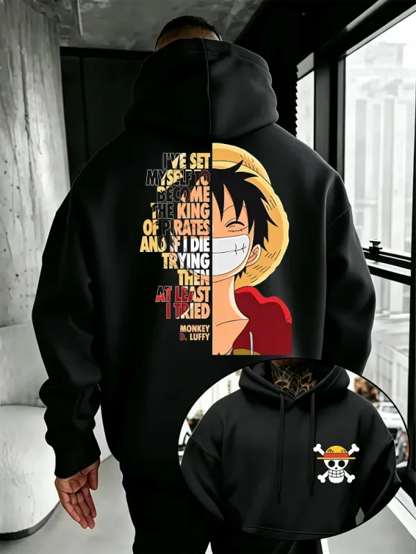 One Piece อะนิเมะ Hoodie ลิง D Luffy อ้างพิมพ์ Streetwear Unisex ผู้ชายผู้หญิงขนาดใหญ่เสื้อลำลองแขนยาว