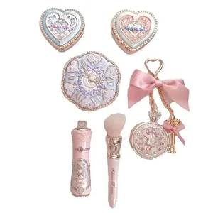 Flower Knows Bunny Garden 4-teiliges Make-up-Set mit Kissen, BB-Creme, flüssigem Lippenstift, einfach aufzutragendes Rouge, wasserfester Eyeliner, Kosmetik-Set