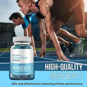 Creatine Gummies Vegan Bukan GMO Tanpa Gluten Organik Rendah Gula Menyokong Prestasi Olahraga untuk Dewasa Uniseks 60 Kiraan
