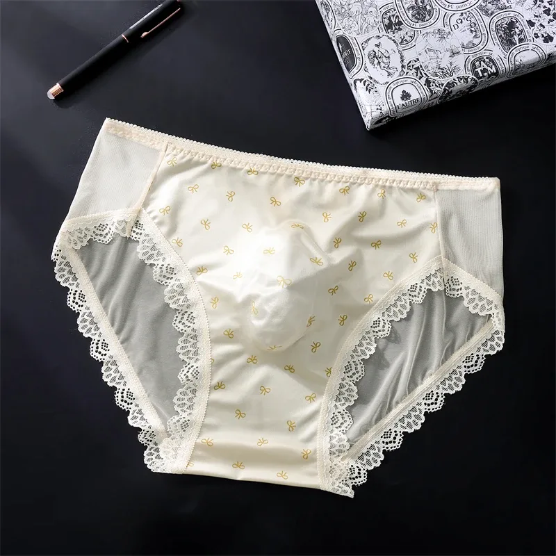 Pakaian Dalam Pria Lembut Renda Cetak Pita Calzoncillos Hombre 3D Ruang Dewasa 18 Ukuran Plus Cueca Telanjang Perasaan Banci Cuecas Masculino