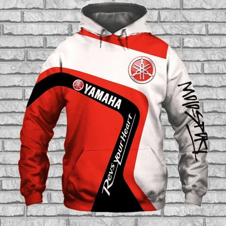 New red Yamaha street wear and motorcycle riding apparel - Yamaha men's 3D printed motorcycle hoodie