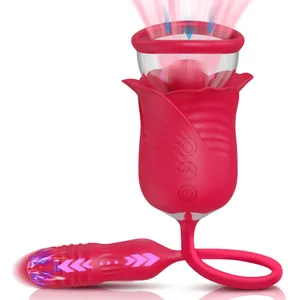 Rosa 2 in 1 con leccata di lingua vibratore spinto giocattoli del sesso dildo per donne stimolatore di ventosa per capezzoli vuoto orgasmo donna adulta