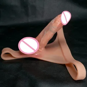 Cinturino in silicone sul dildo per lesbiche gay riutilizzabile solido pene cazzo sensazione di pelle pantaloni dildo strapon pene giocattoli del sesso per le donne 18+