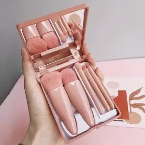 Kit complet de pinceaux cosmétiques, petite fonction, 5 pièces, avec étui et miroir, ensemble de pinceaux de maquillage de taille voyage, Mini pinceaux de maquillage