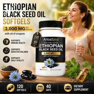 زيت الحبة السوداء الإثيوبية 3000 مجم كبسولات هلامية مع زيت الأوريجانو يدعم صحة المناعة والتوازن الهضمي والحيوية اليومية 120 قطعة