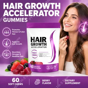 Biotin Růst vlasů Jemné žvýkací doplňky Podpora Plnější Hustší vlasy Vitamín C & E pro zdravé vlasy Výživa 60 Gummy