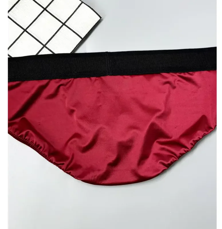 Men's Underwear Lightweight Ice Silk Wide-Waistband Low-Rise High-Cut Sexy Breathable Boxer Briefs with U-Shaped Front