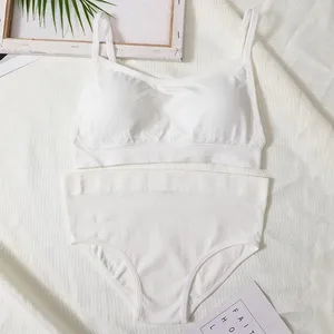 Dámská sada bezešvých podprsenek Sexy bez zad, žebrované kalhotky s vysokým pasem Dámská sada spodního prádla Crop Top Bezešvé kalhotky Spodní prádlo